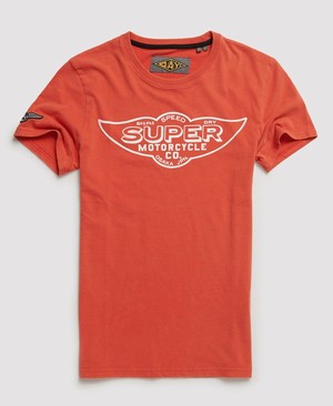 Superdry Merch Store Band Férfi Pólók Piros | WORKE4172